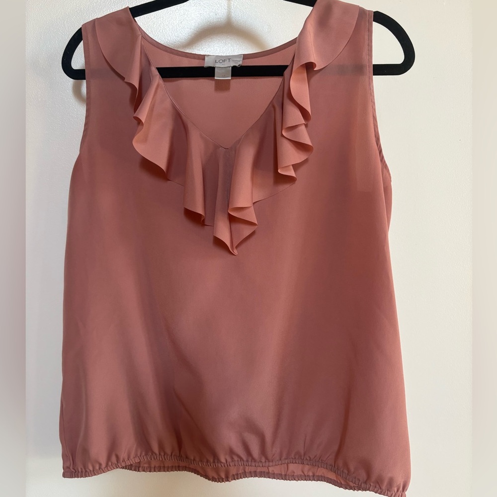 LOFT Women's Blush Ruffle Blouse